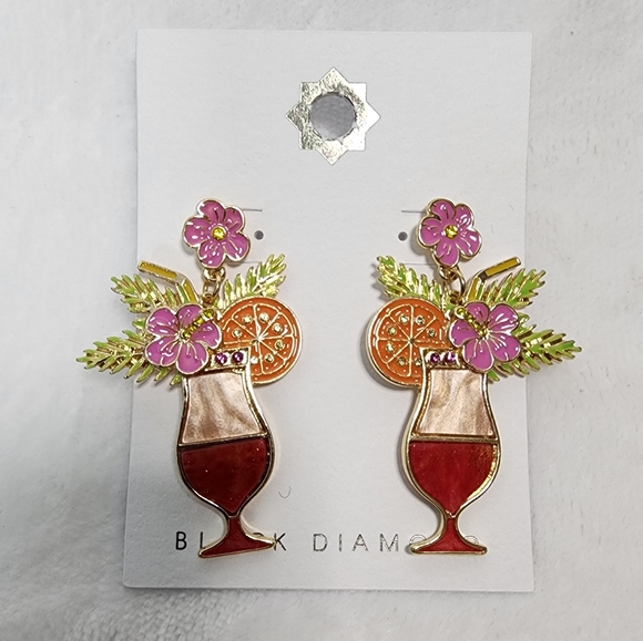 Cocktail Earrings Dangle Daiquiri Drinks Multicolor Metal for Pierced Ears NEW - Picture 3 of 6